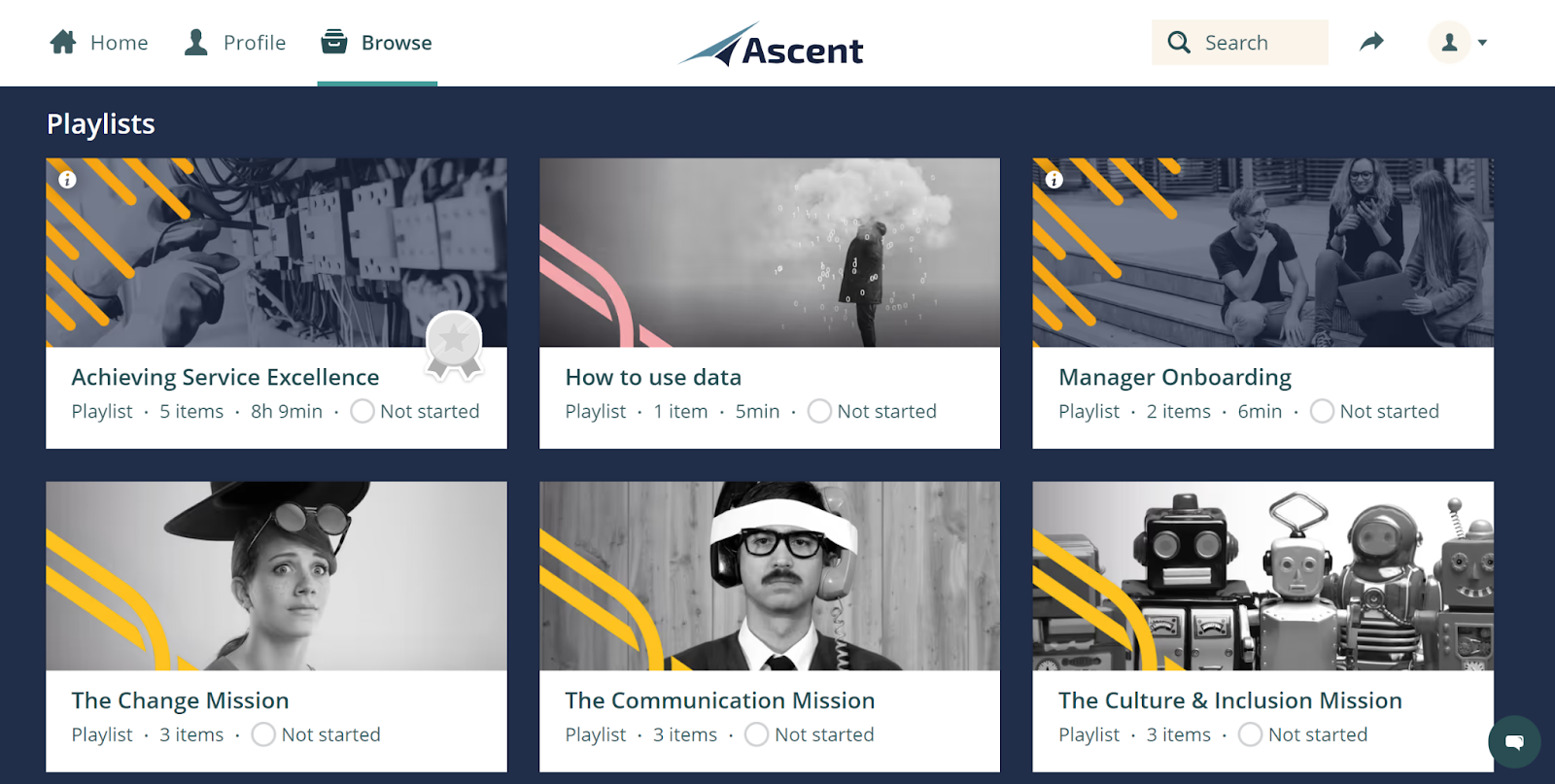 AscentKnowledge employee training playlists