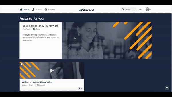 GIF of Ascent platform - a 5app customer using the platform for personalised learnng experiences