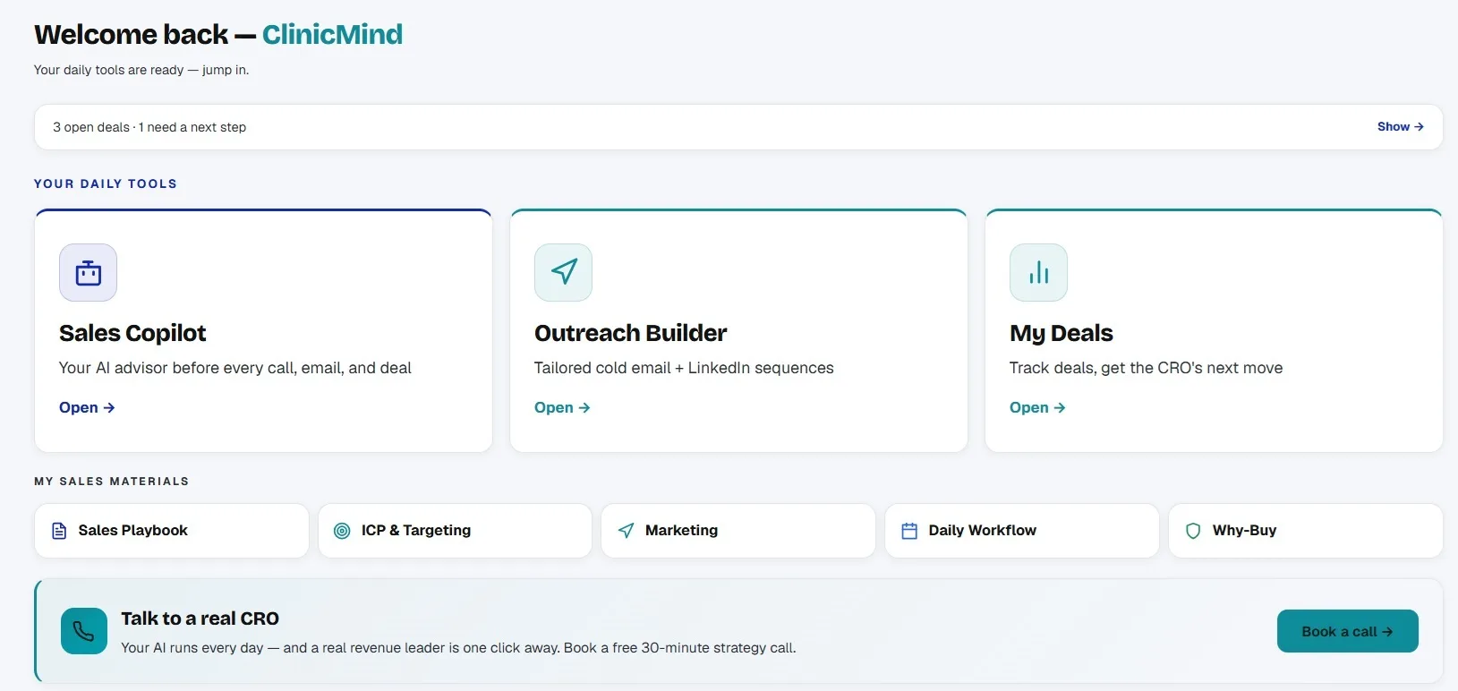 DealMentor daily dashboard