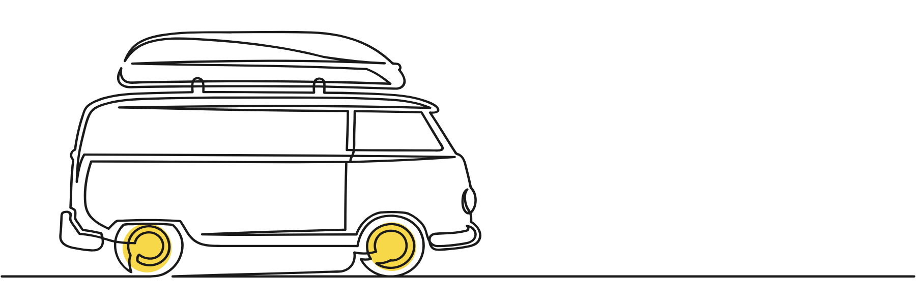 Van driving with yellow accent 