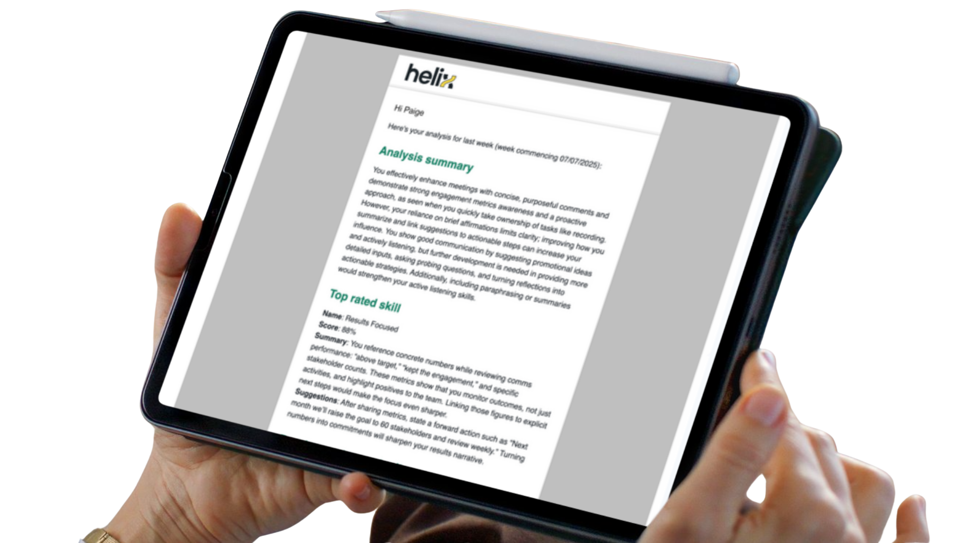 Helix tablet email