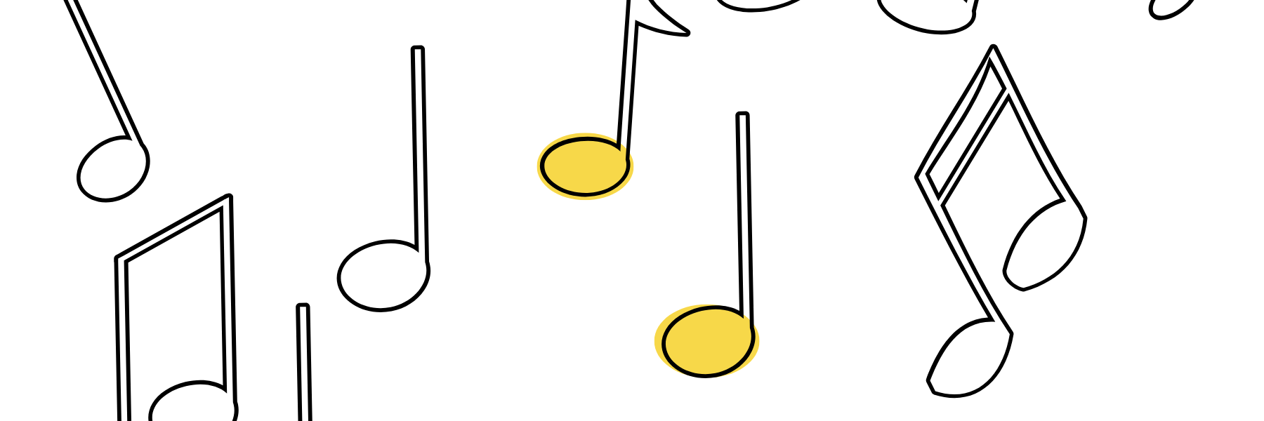 Musical notes with 5app yellow accent colour